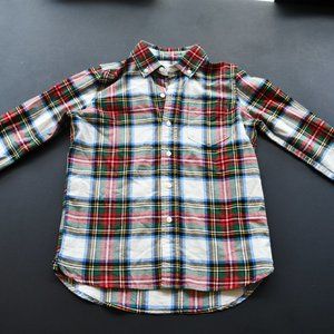 Gap Plaid Green and Red Stripe Long Sleeve Button Down Shirt